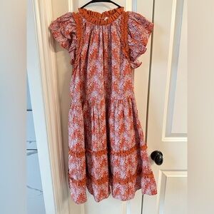 Rusty Orange Tiered Sundress with Flutter Sleeves